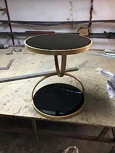 yüzük şeklinde metal ahşap orta sehpa xylanderovith.shop